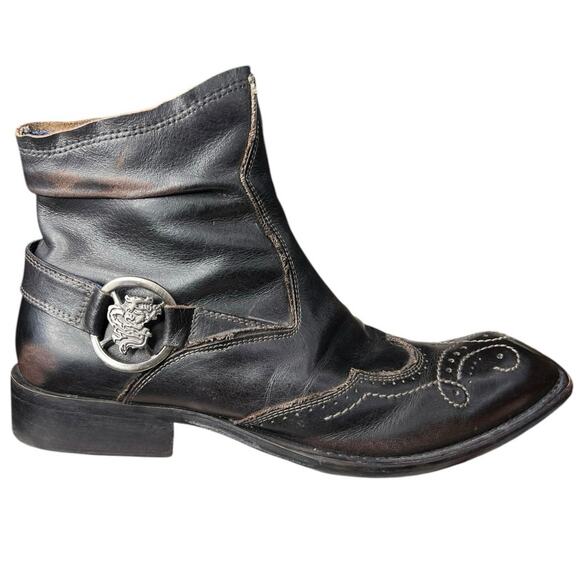 Mark Nason Men’s Rock Never Dies Brown Leather Moto Ankle Boot Size US 11 - Picture 1 of 11